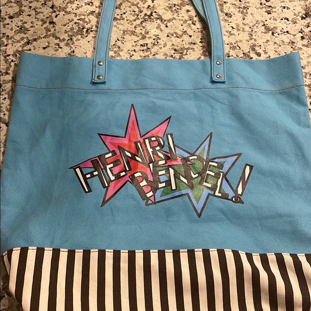 Henri Bendel Blue and Brown Tote Bag